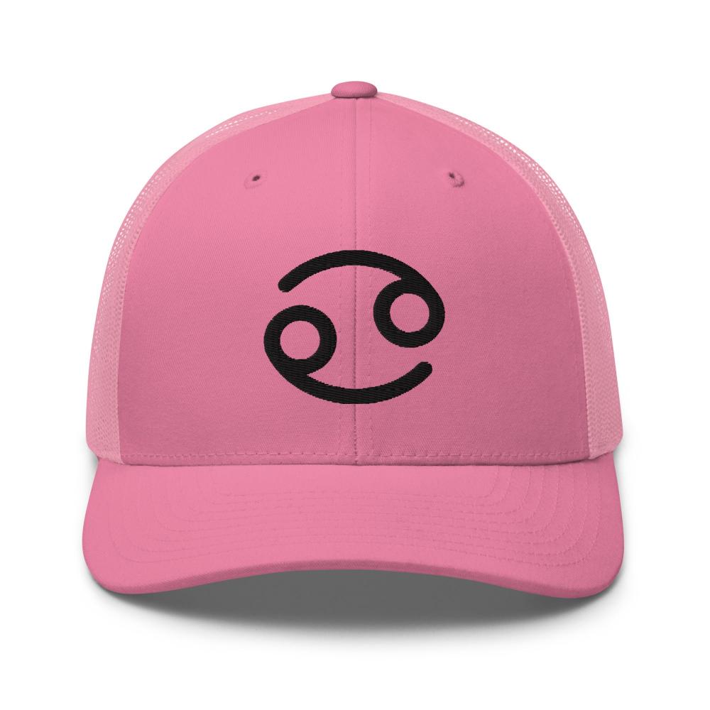 Cancer Zodiac Embroidered Curved Bill Trucker Hat - Pink Color - https://ascensionemporium.net